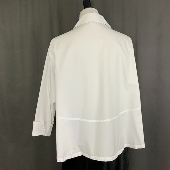 Planet By Lauren G White Cotton Button Up Swing Fit Shirt One Size Fits All - Picture 10 of 16